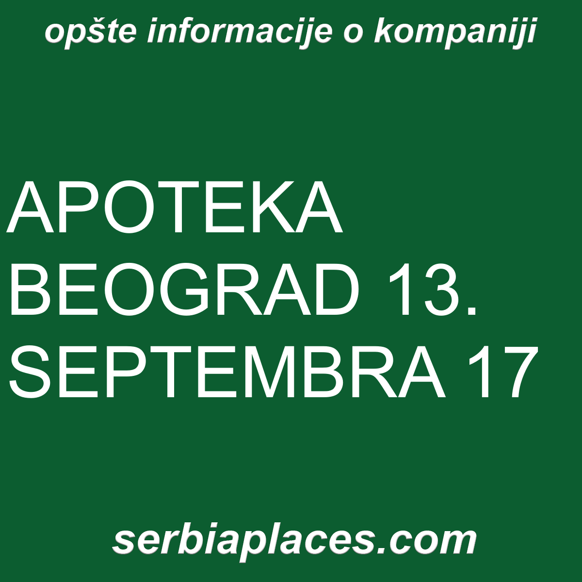 APOTEKA BEOGRAD 13. SEPTEMBRA 17