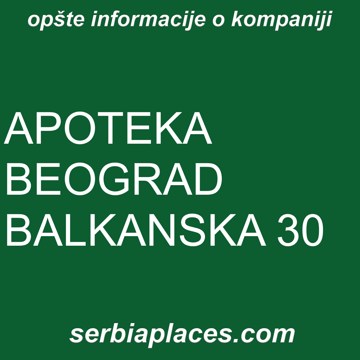APOTEKA BEOGRAD BALKANSKA 30