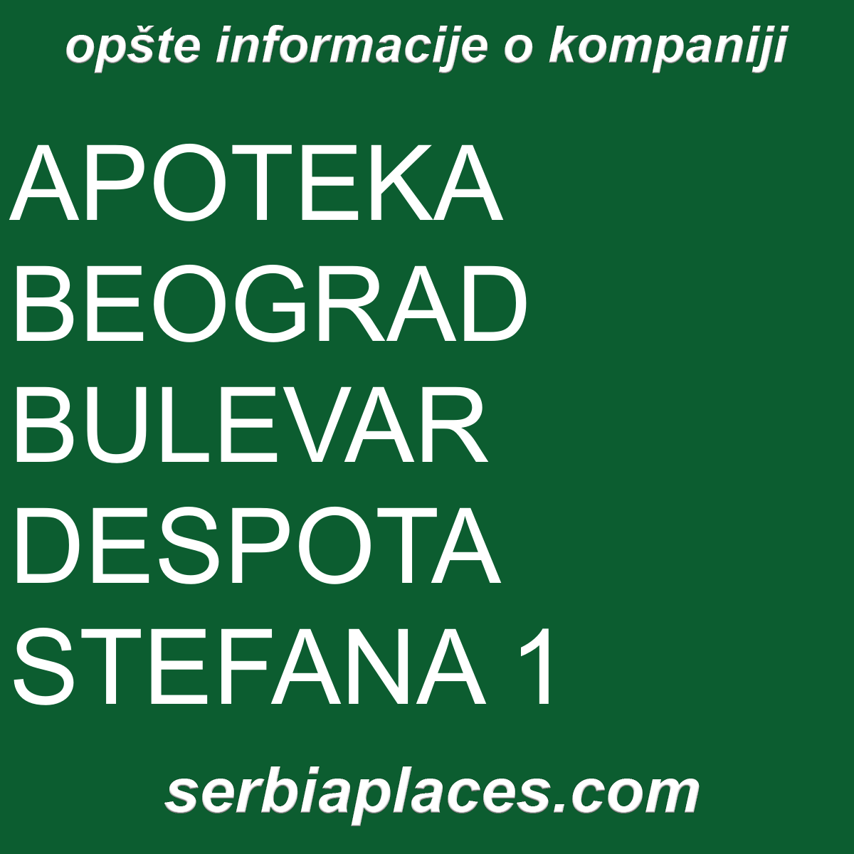 APOTEKA BEOGRAD BULEVAR DESPOTA STEFANA 1