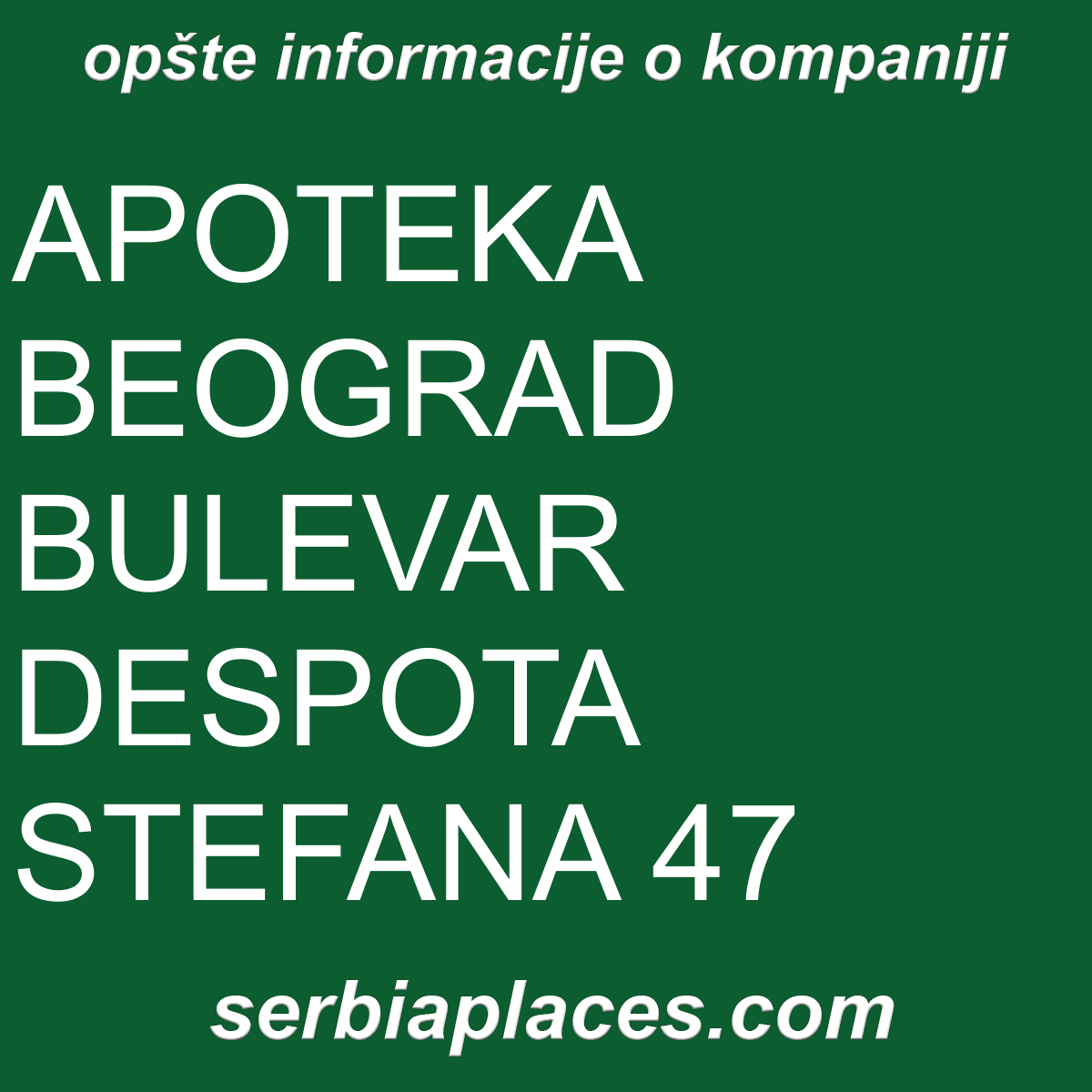 APOTEKA BEOGRAD BULEVAR DESPOTA STEFANA 47