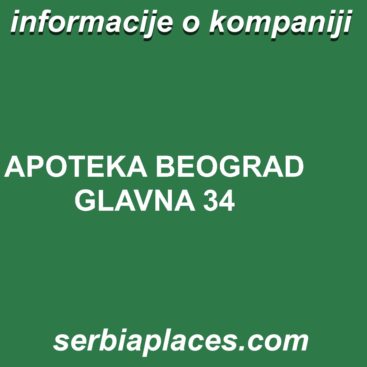 APOTEKA BEOGRAD GLAVNA 34