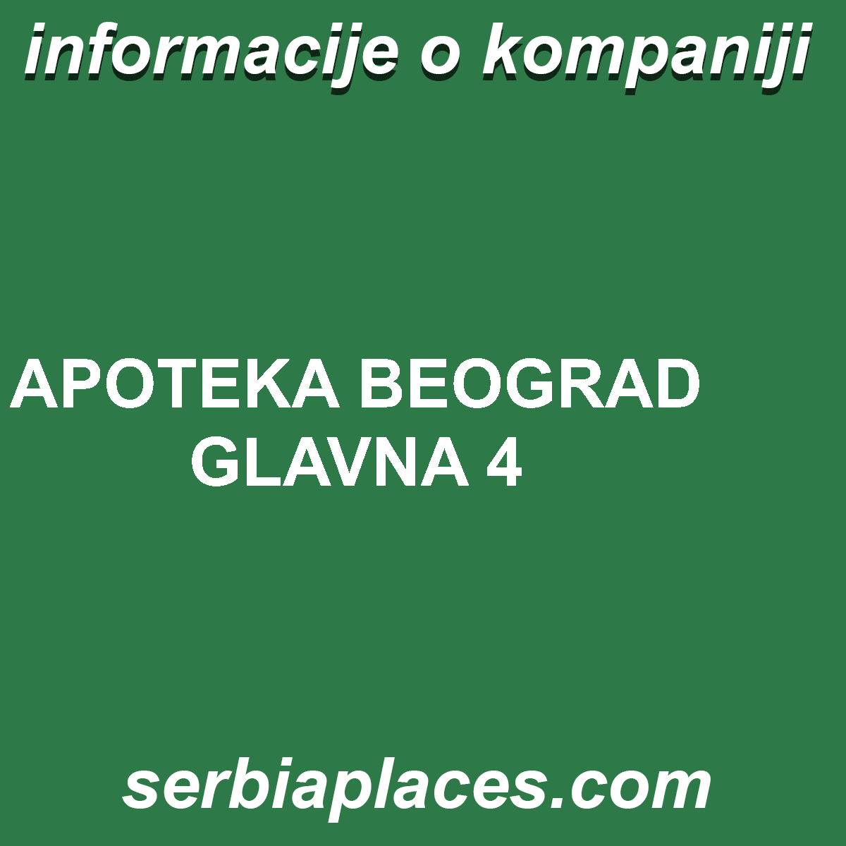 APOTEKA BEOGRAD GLAVNA 4