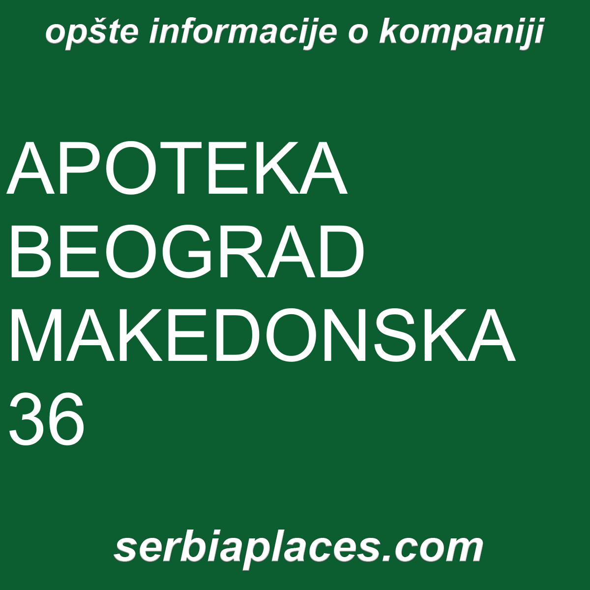 APOTEKA BEOGRAD MAKEDONSKA 36