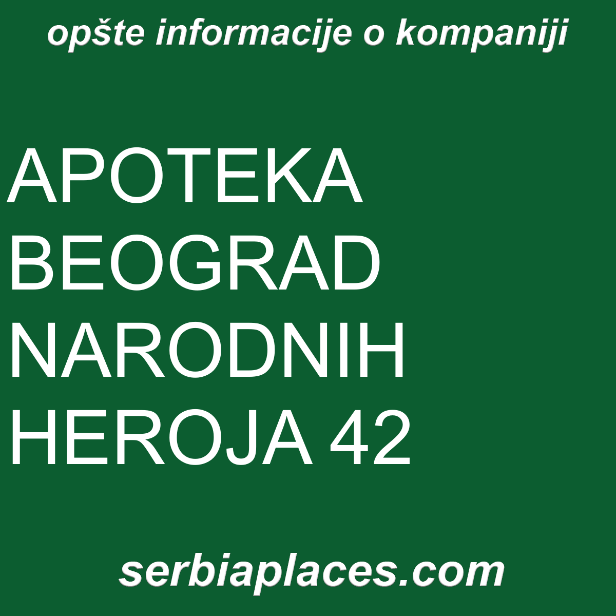 APOTEKA BEOGRAD NARODNIH HEROJA 42