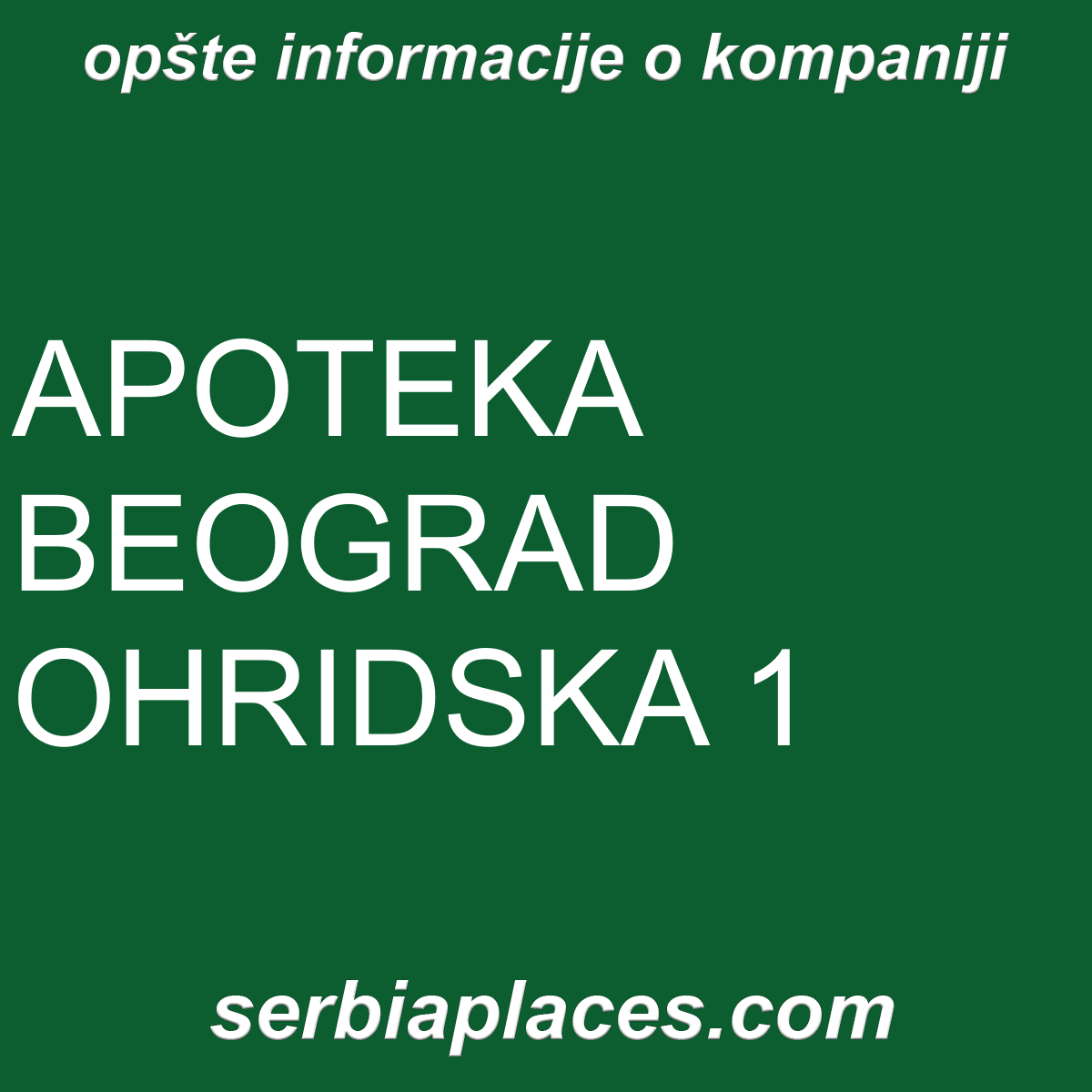 APOTEKA BEOGRAD OHRIDSKA 1