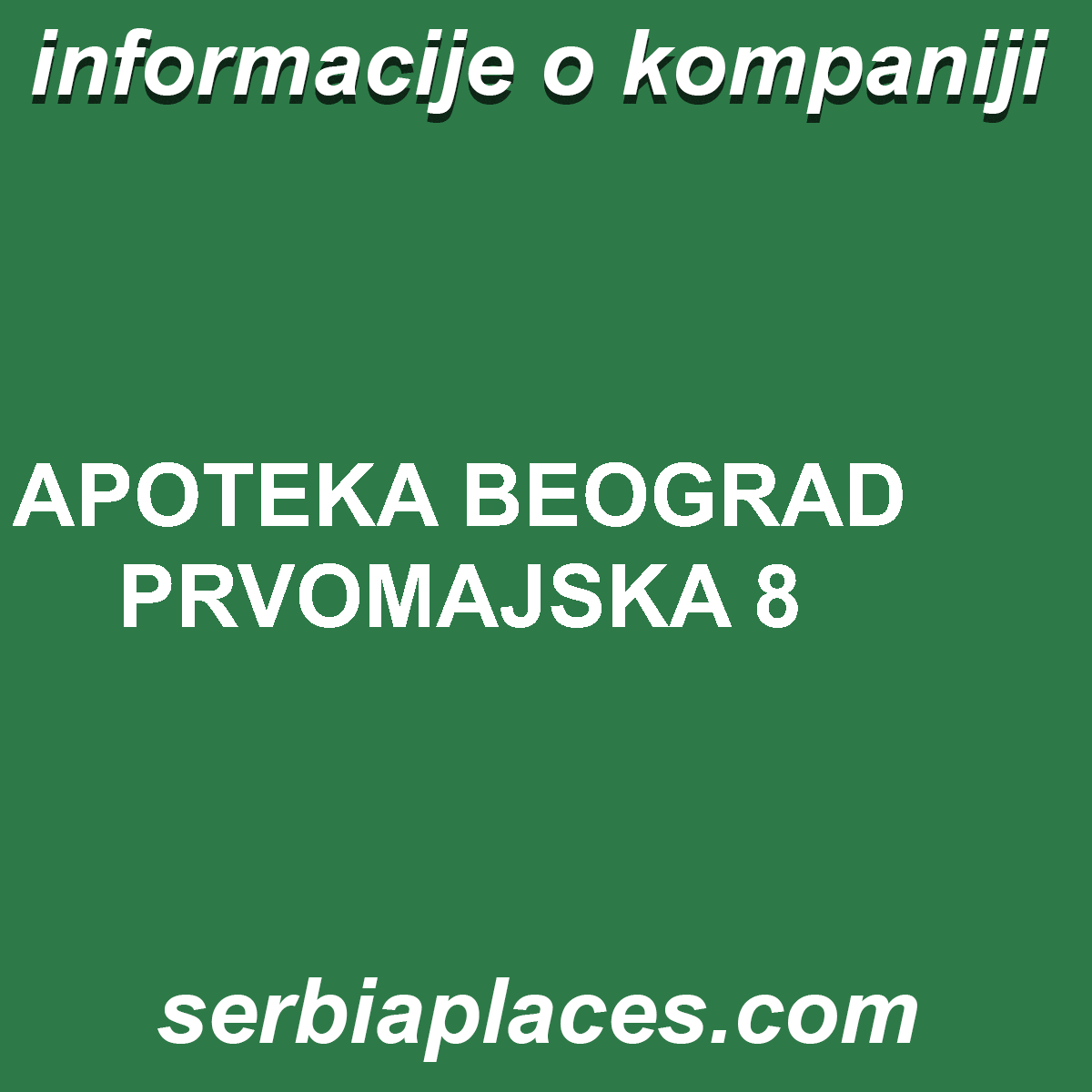 APOTEKA BEOGRAD PRVOMAJSKA 8