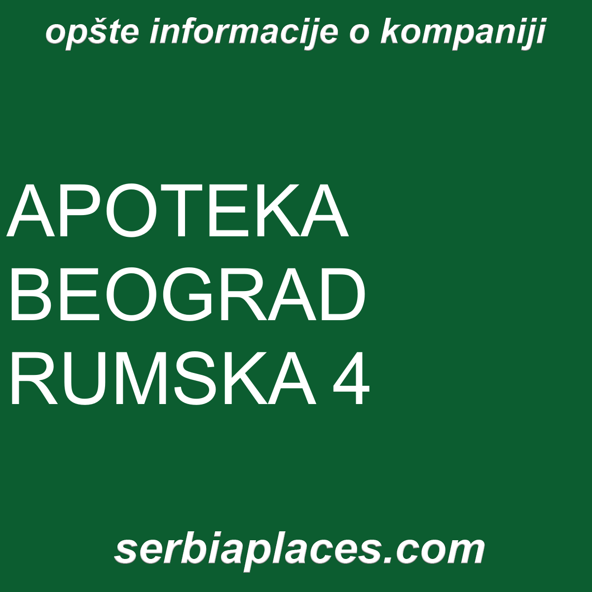 APOTEKA BEOGRAD RUMSKA 4