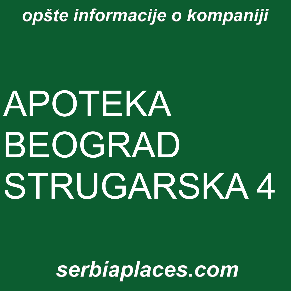 APOTEKA BEOGRAD STRUGARSKA 4
