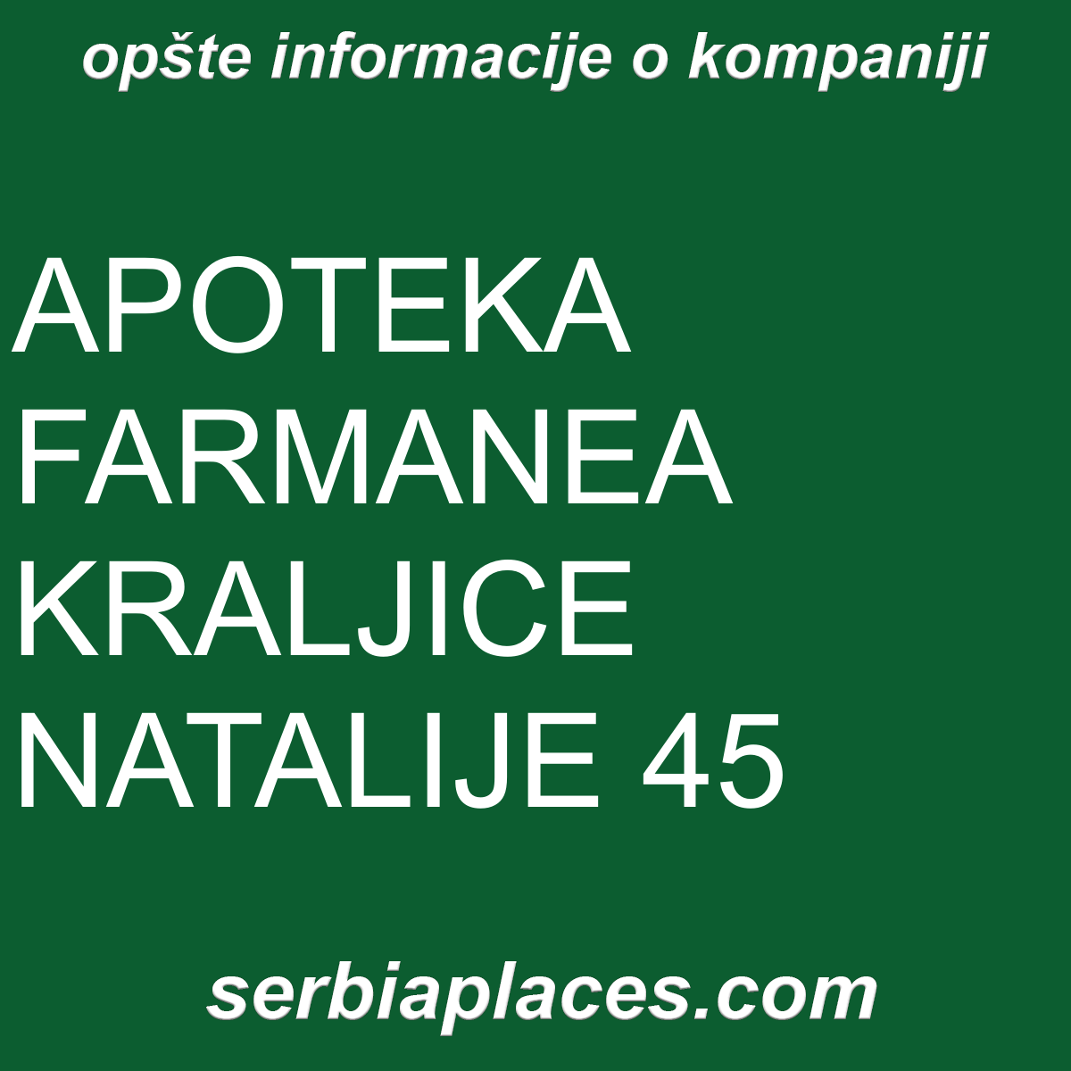 APOTEKA FARMANEA KRALJICE NATALIJE 45