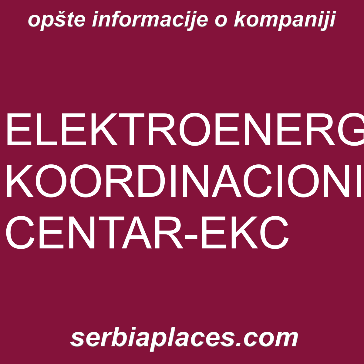 ELEKTROENERGETSKI KOORDINACIONI CENTAR-EKC