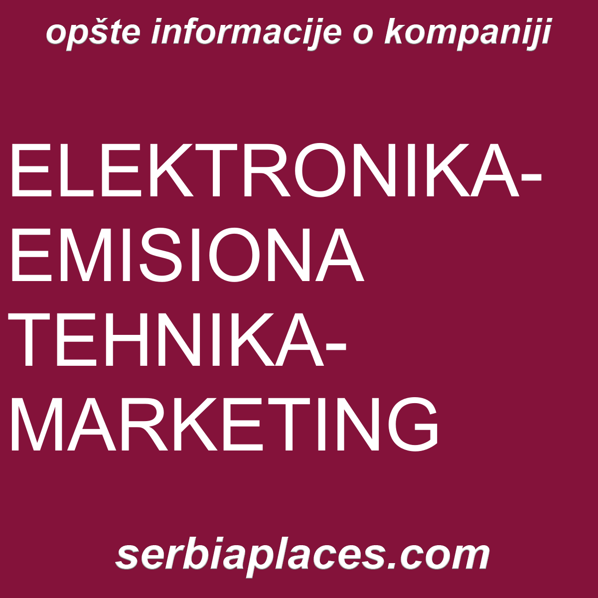 ELEKTRONIKA-EMISIONA TEHNIKA-MARKETING