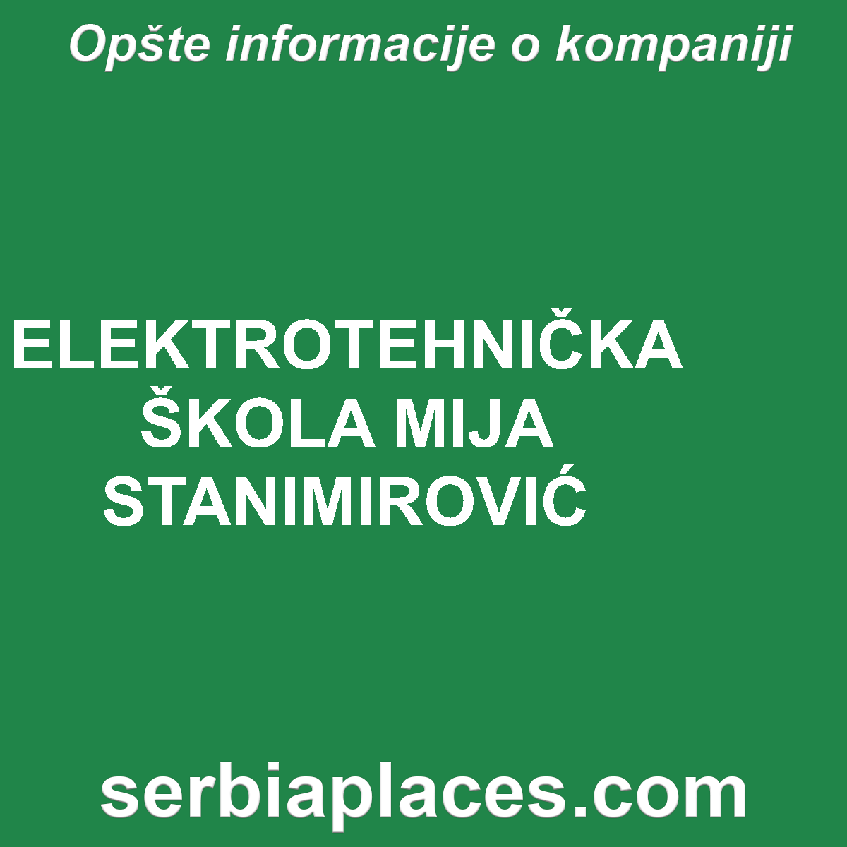 ELEKTROTEHNIČKA ŠKOLA MIJA STANIMIROVIĆ
