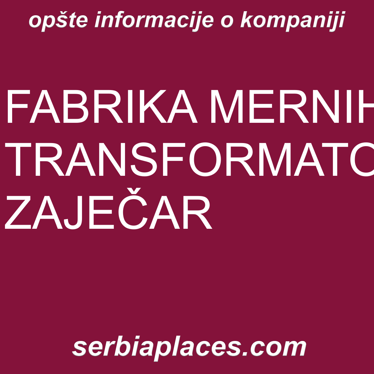 FABRIKA MERNIH TRANSFORMATORA ZAJEČAR