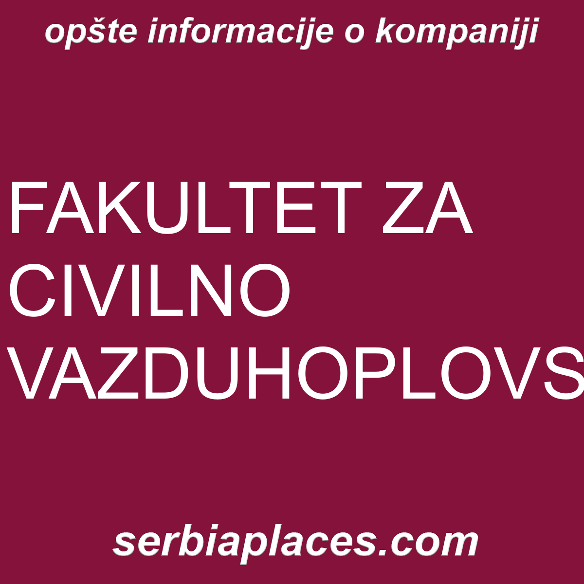 FAKULTET ZA CIVILNO VAZDUHOPLOVSTVO