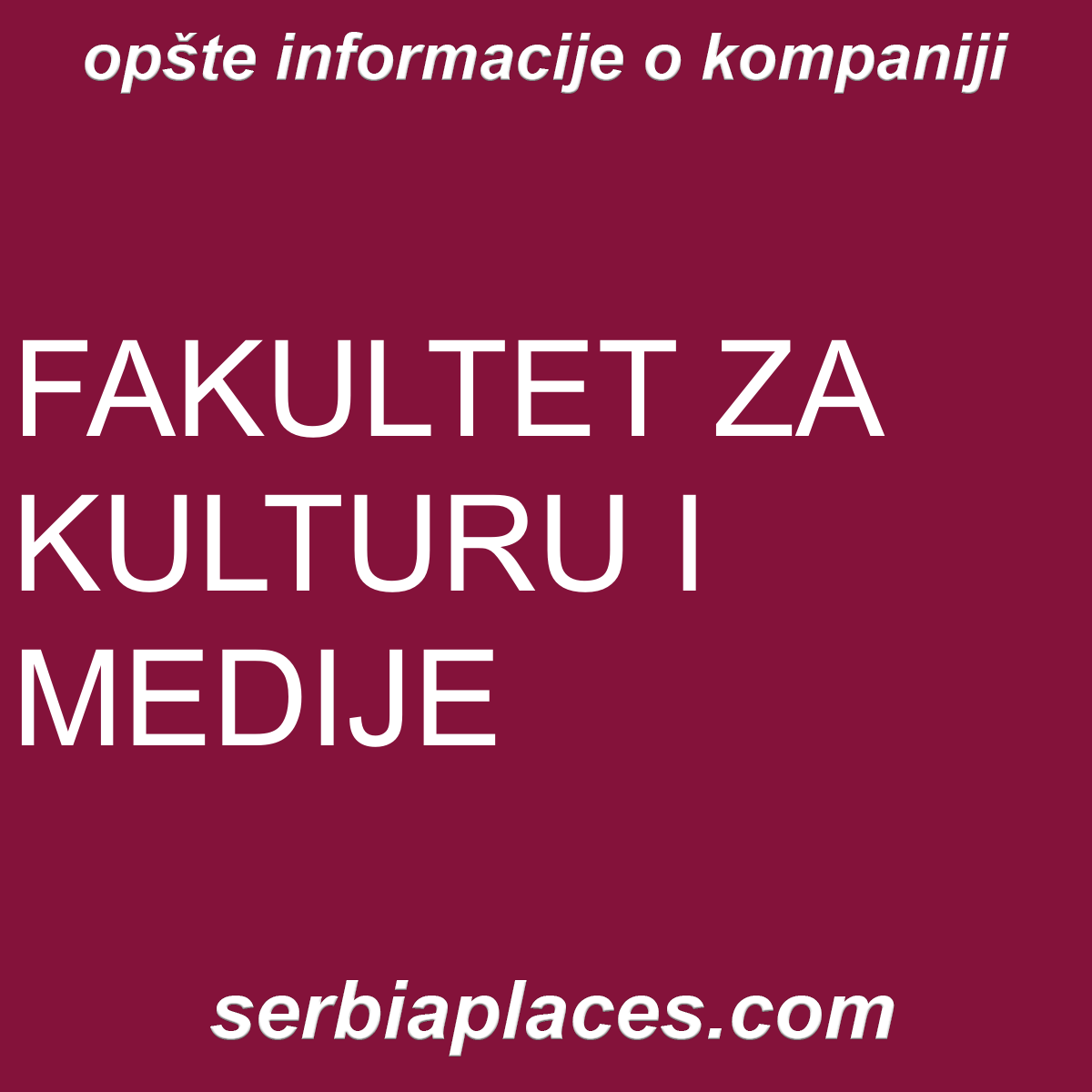 FAKULTET ZA KULTURU I MEDIJE