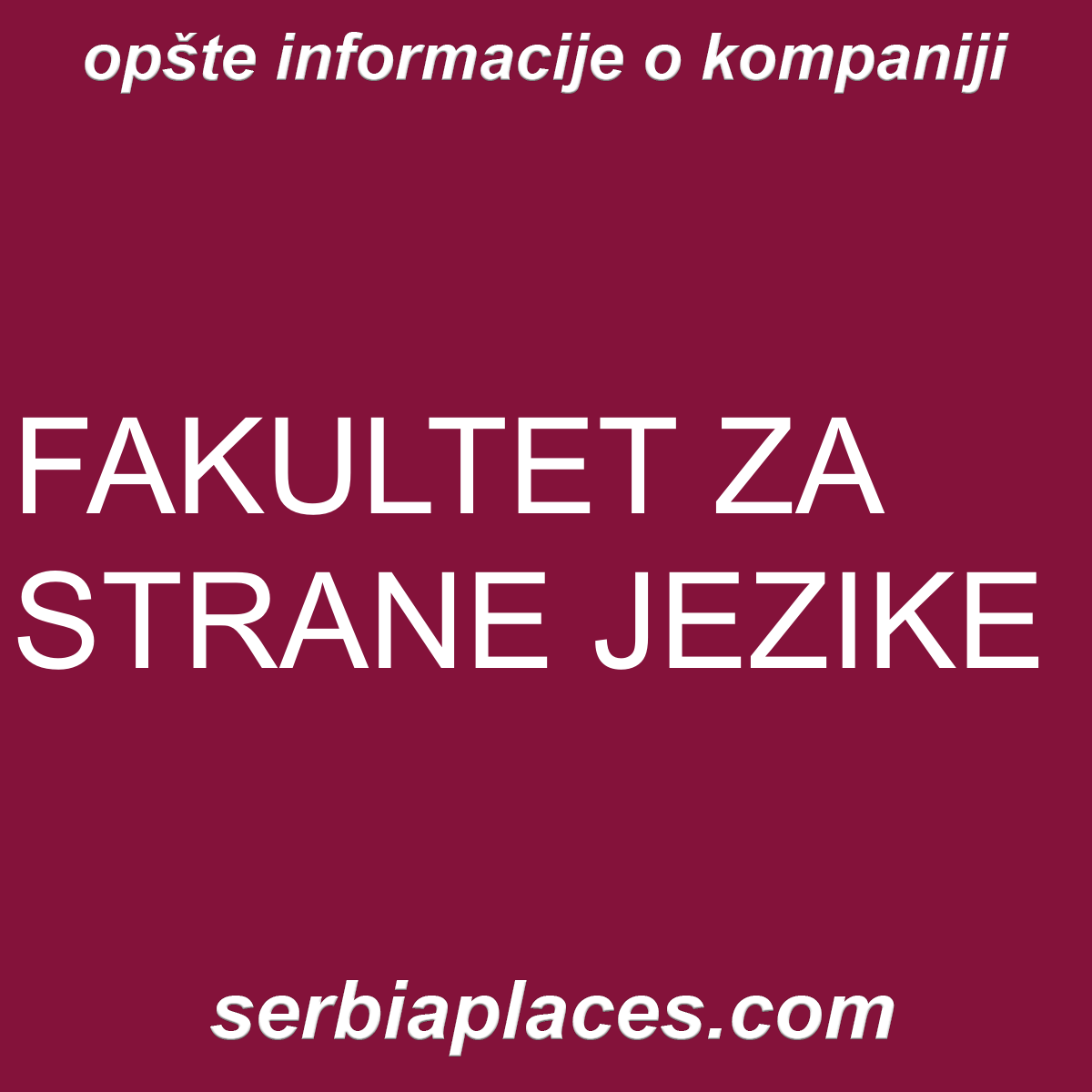 FAKULTET ZA STRANE JEZIKE