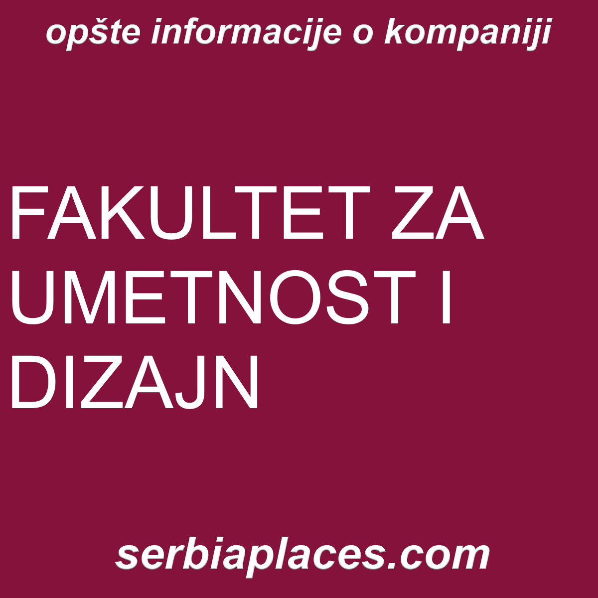 FAKULTET ZA UMETNOST I DIZAJN