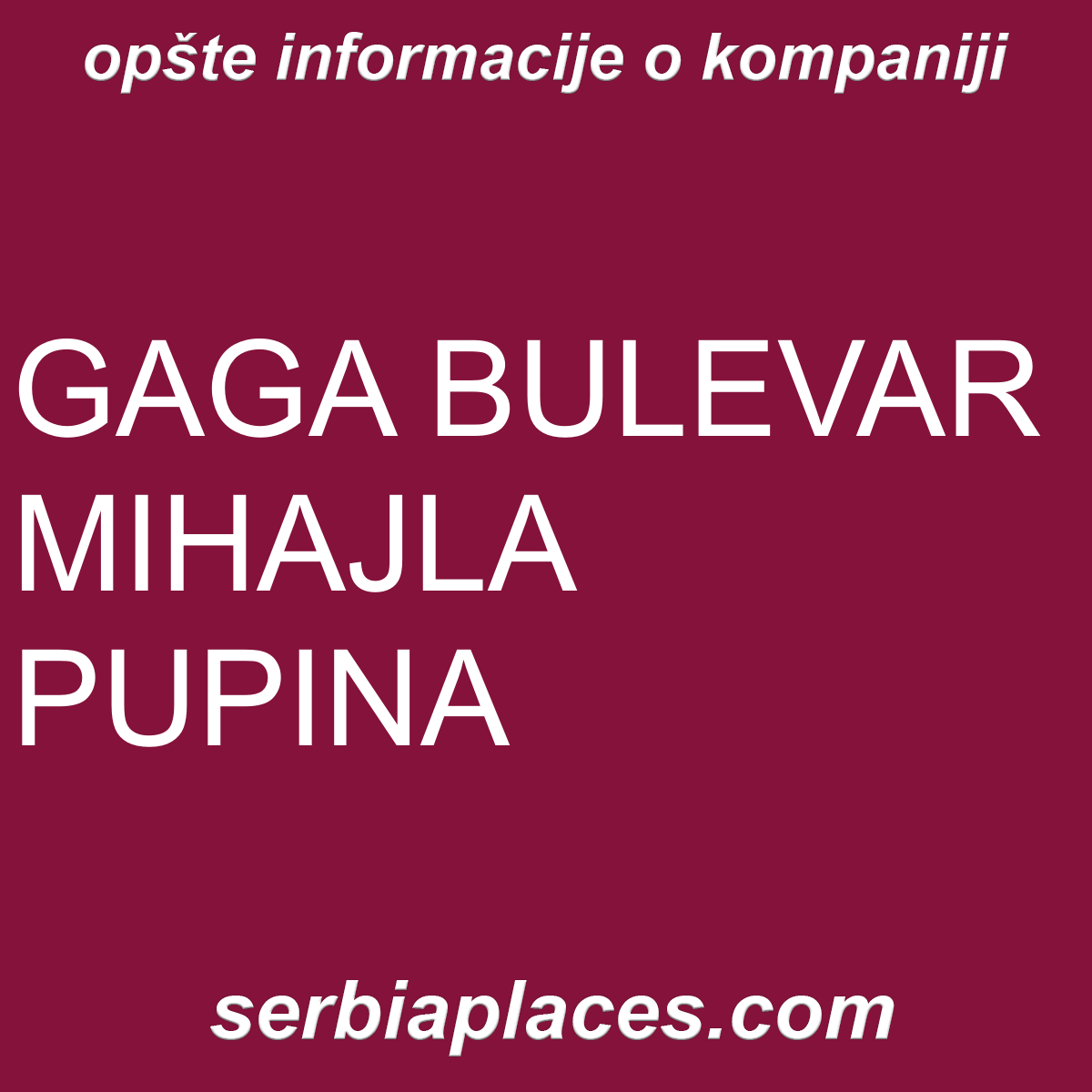 GAGA BULEVAR MIHAJLA PUPINA