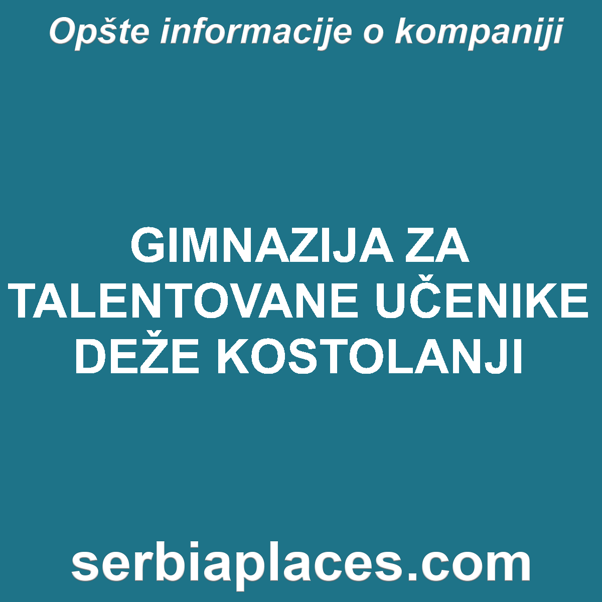 GIMNAZIJA ZA TALENTOVANE UČENIKE DEŽE KOSTOLANJI