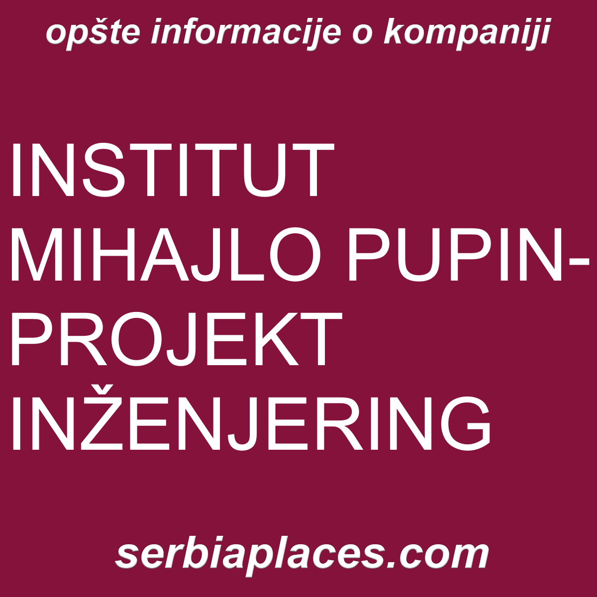 INSTITUT MIHAJLO PUPIN-PROJEKT INŽENJERING