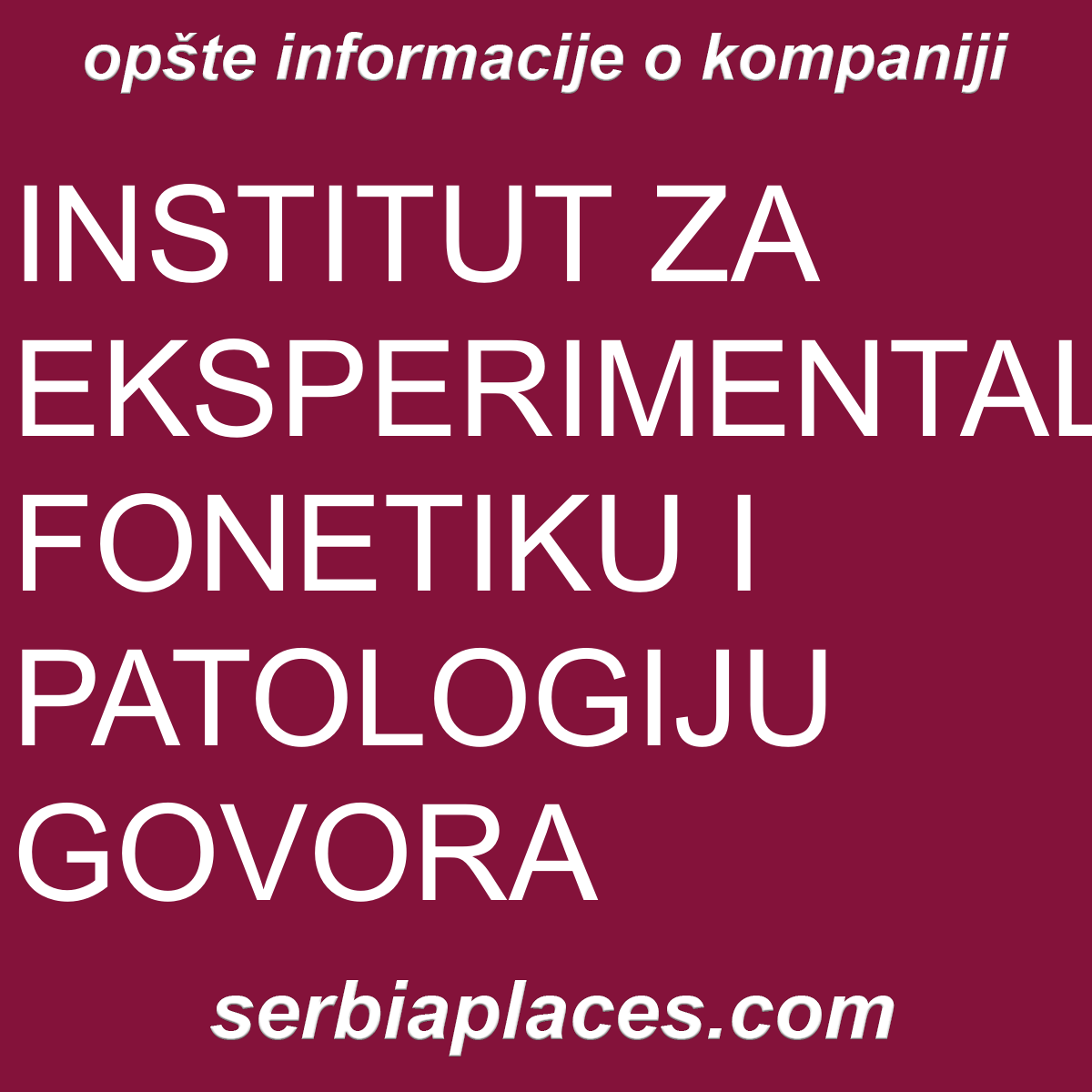 INSTITUT ZA EKSPERIMENTALNU FONETIKU I PATOLOGIJU GOVORA