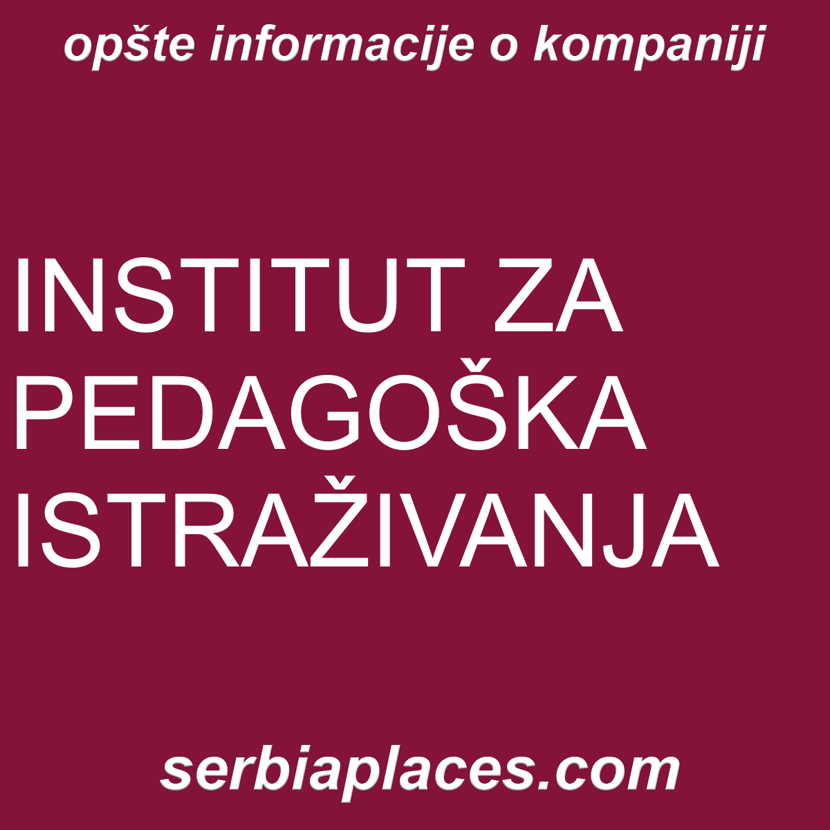 INSTITUT ZA PEDAGOŠKA ISTRAŽIVANJA