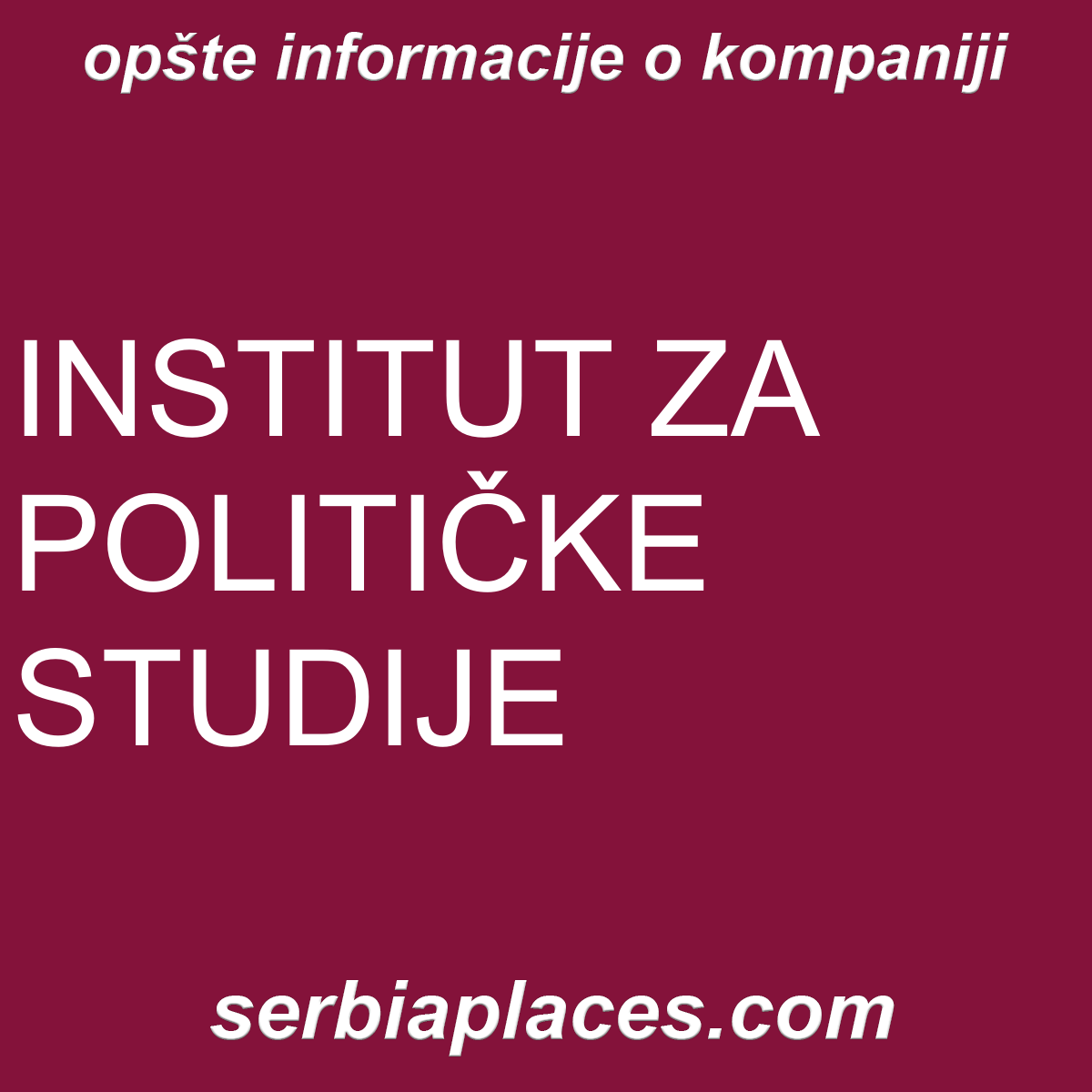 INSTITUT ZA POLITIČKE STUDIJE