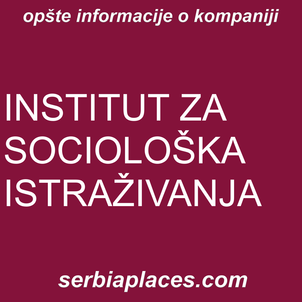 INSTITUT ZA SOCIOLOŠKA ISTRAŽIVANJA