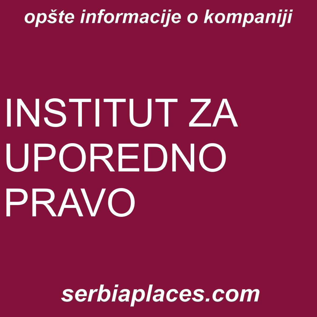 INSTITUT ZA UPOREDNO PRAVO