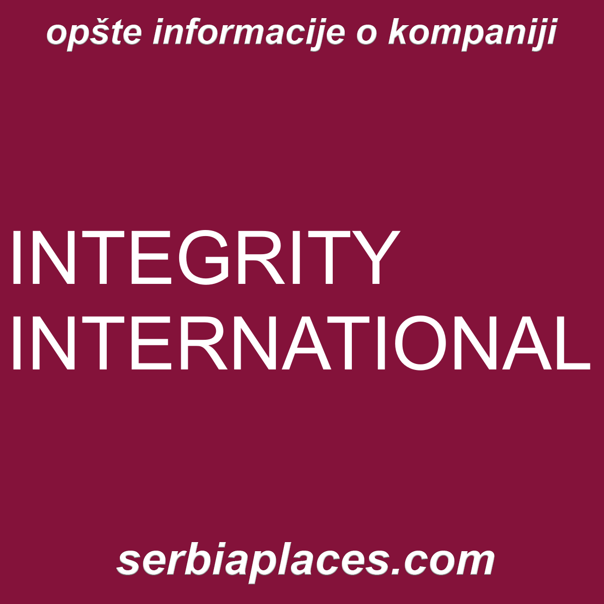 INTEGRITY INTERNATIONAL
