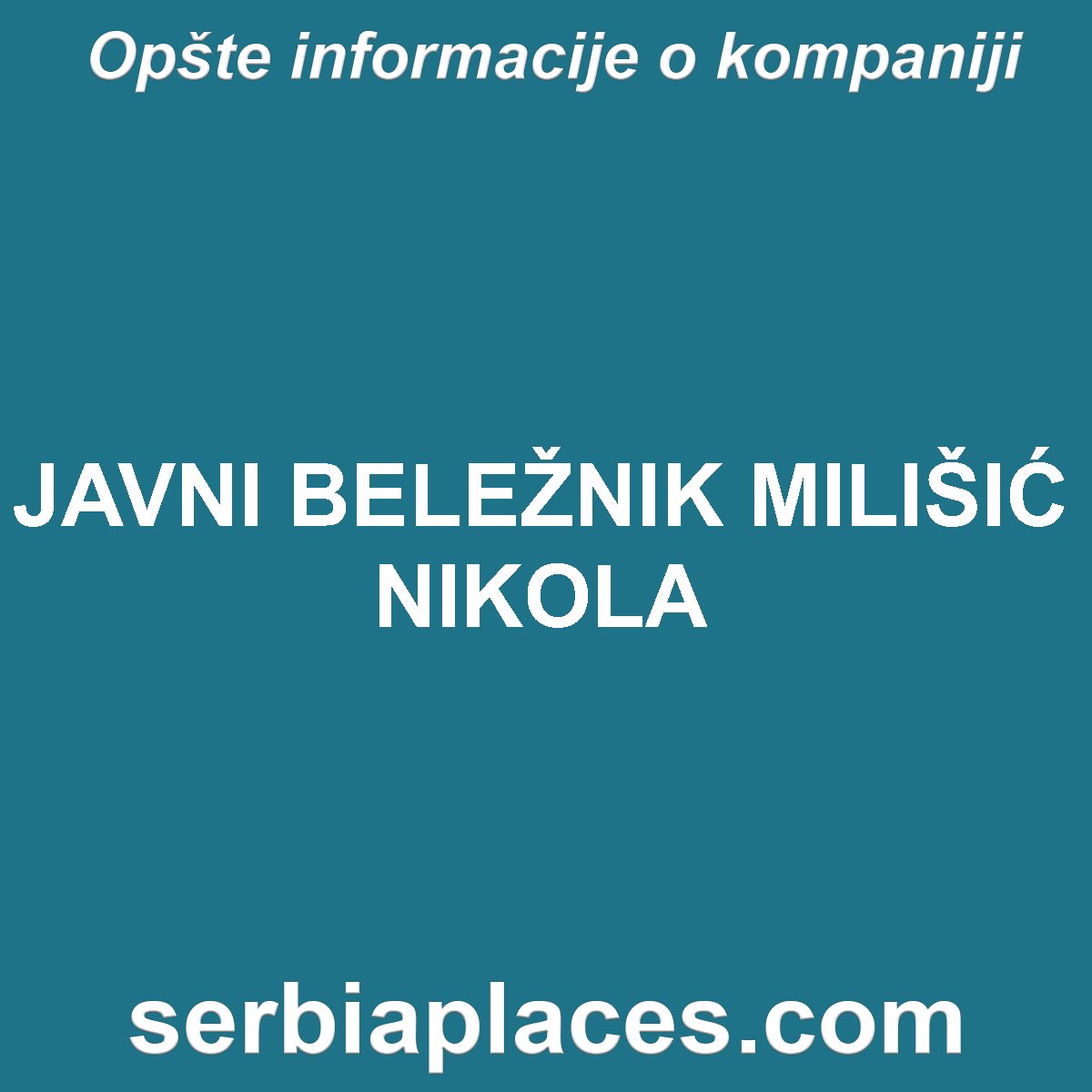 JAVNI BELEŽNIK MILIŠIĆ NIKOLA