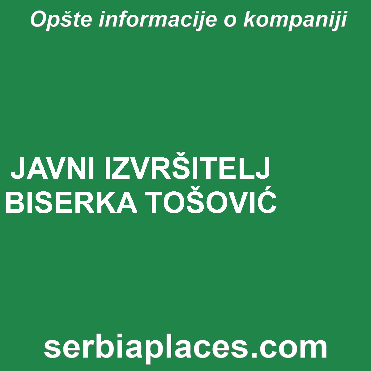 JAVNI IZVRŠITELJ BISERKA TOŠOVIĆ