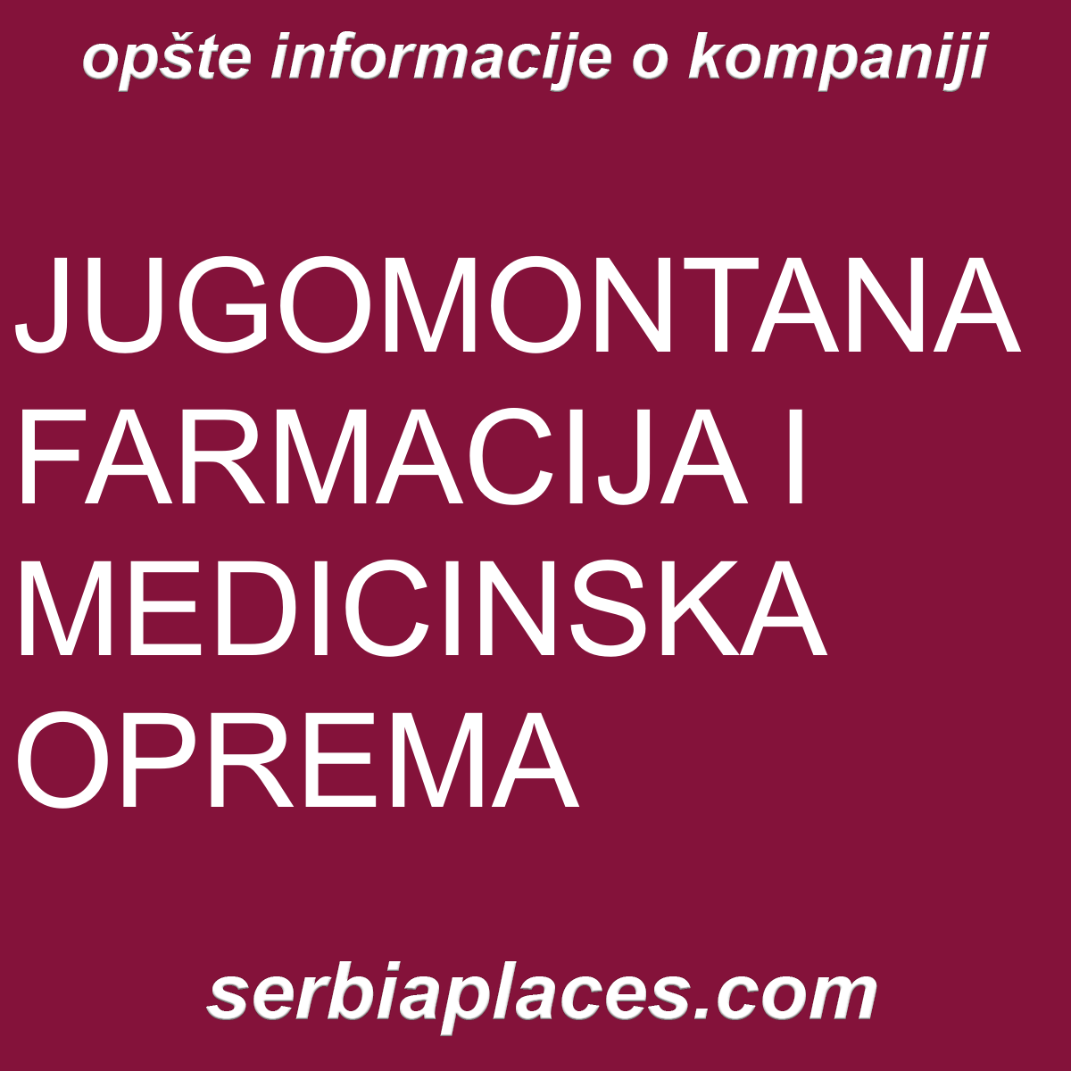 JUGOMONTANA FARMACIJA I MEDICINSKA OPREMA