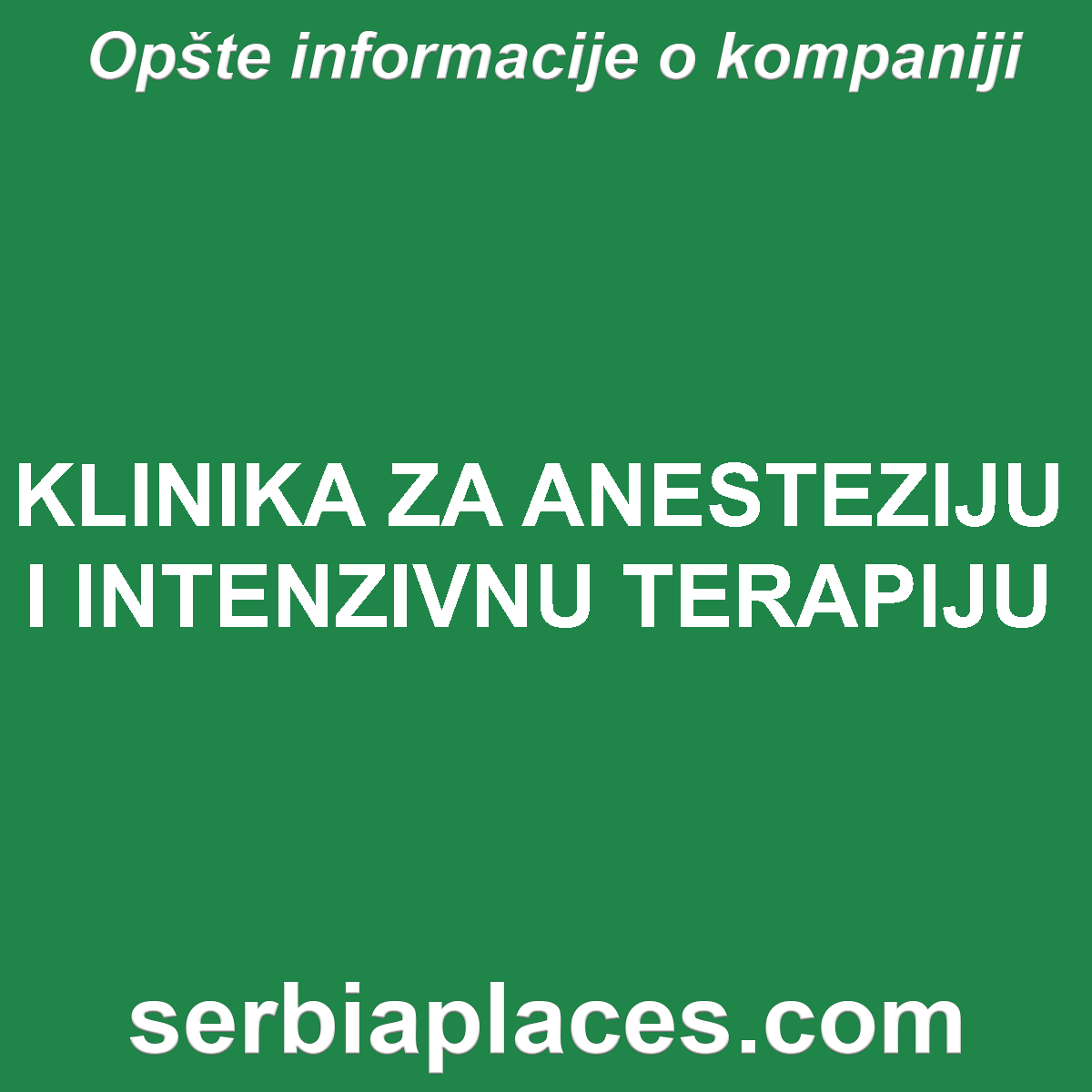 KLINIKA ZA ANESTEZIJU I INTENZIVNU TERAPIJU