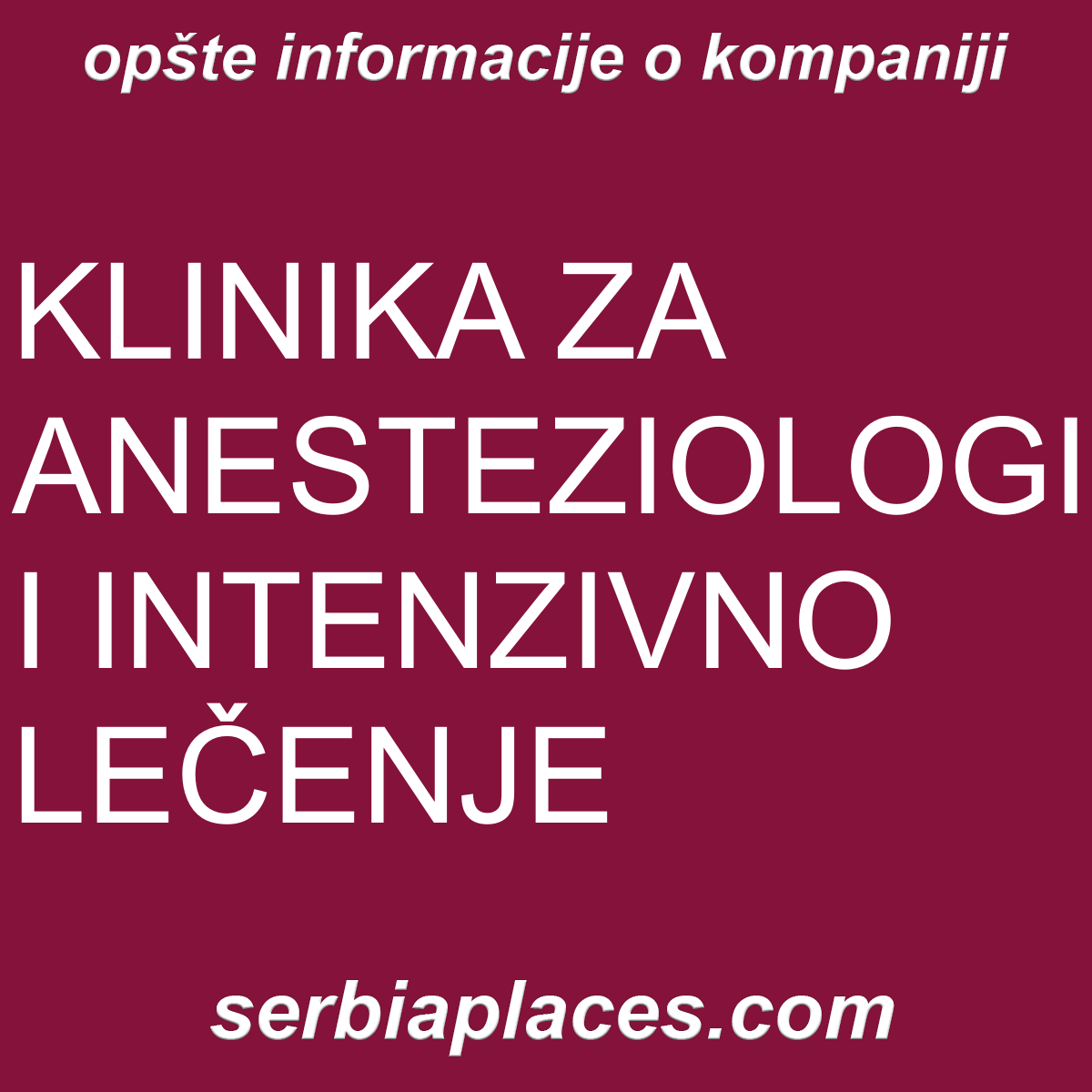 KLINIKA ZA ANESTEZIOLOGIJU I INTENZIVNO LEČENJE