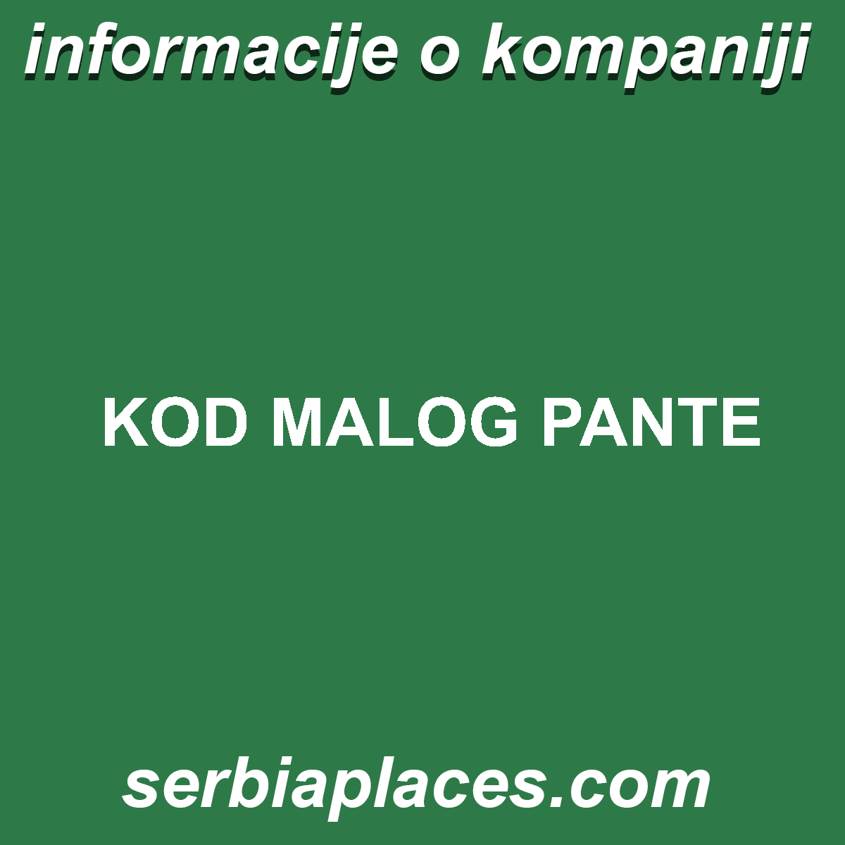 KOD MALOG PANTE