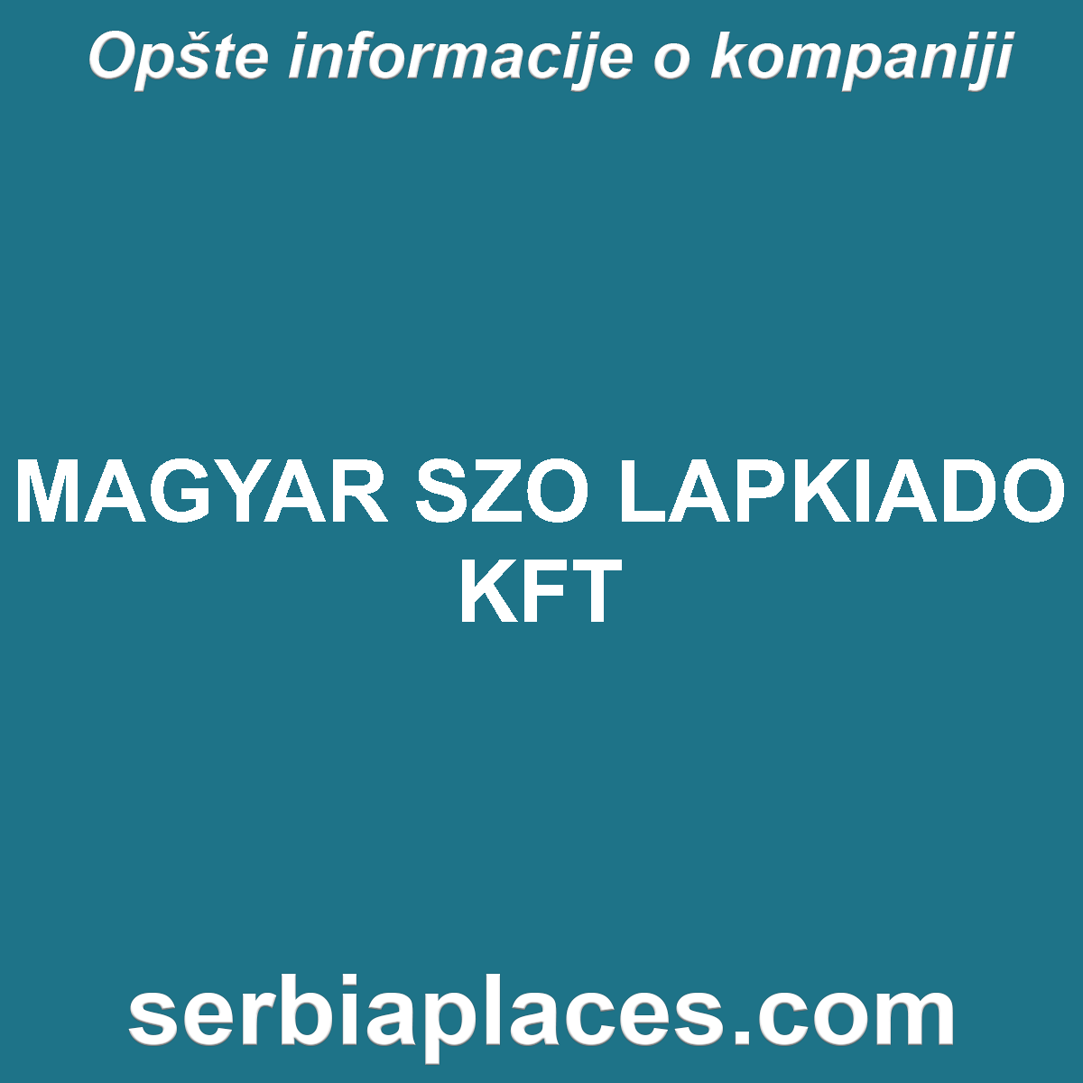 MAGYAR SZO LAPKIADO KFT