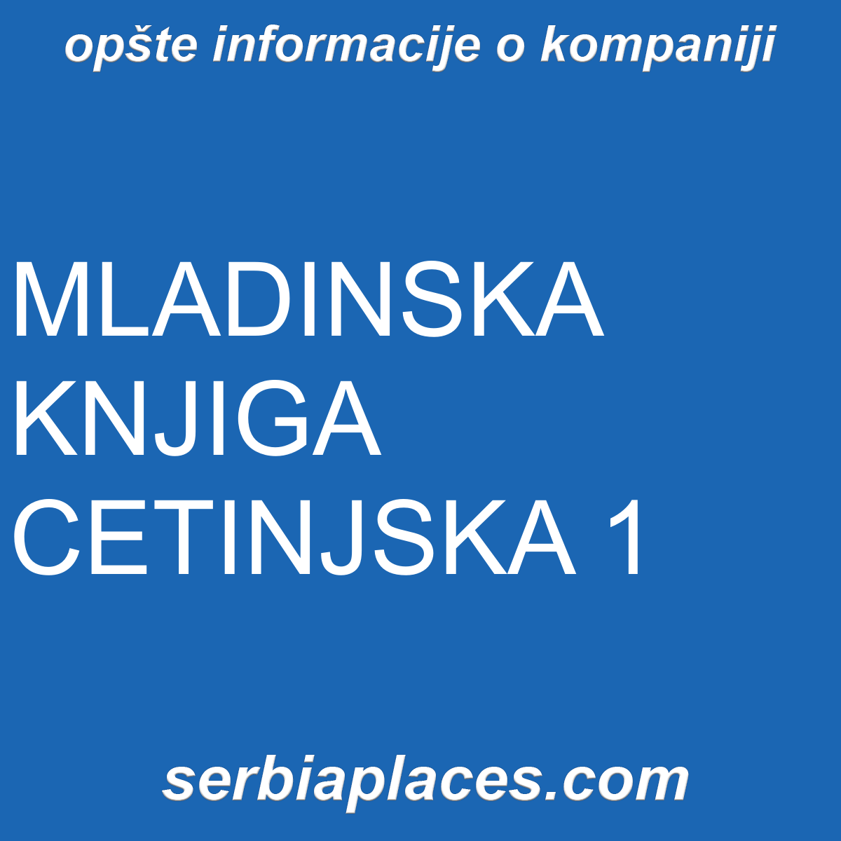 MLADINSKA KNJIGA CETINJSKA 1