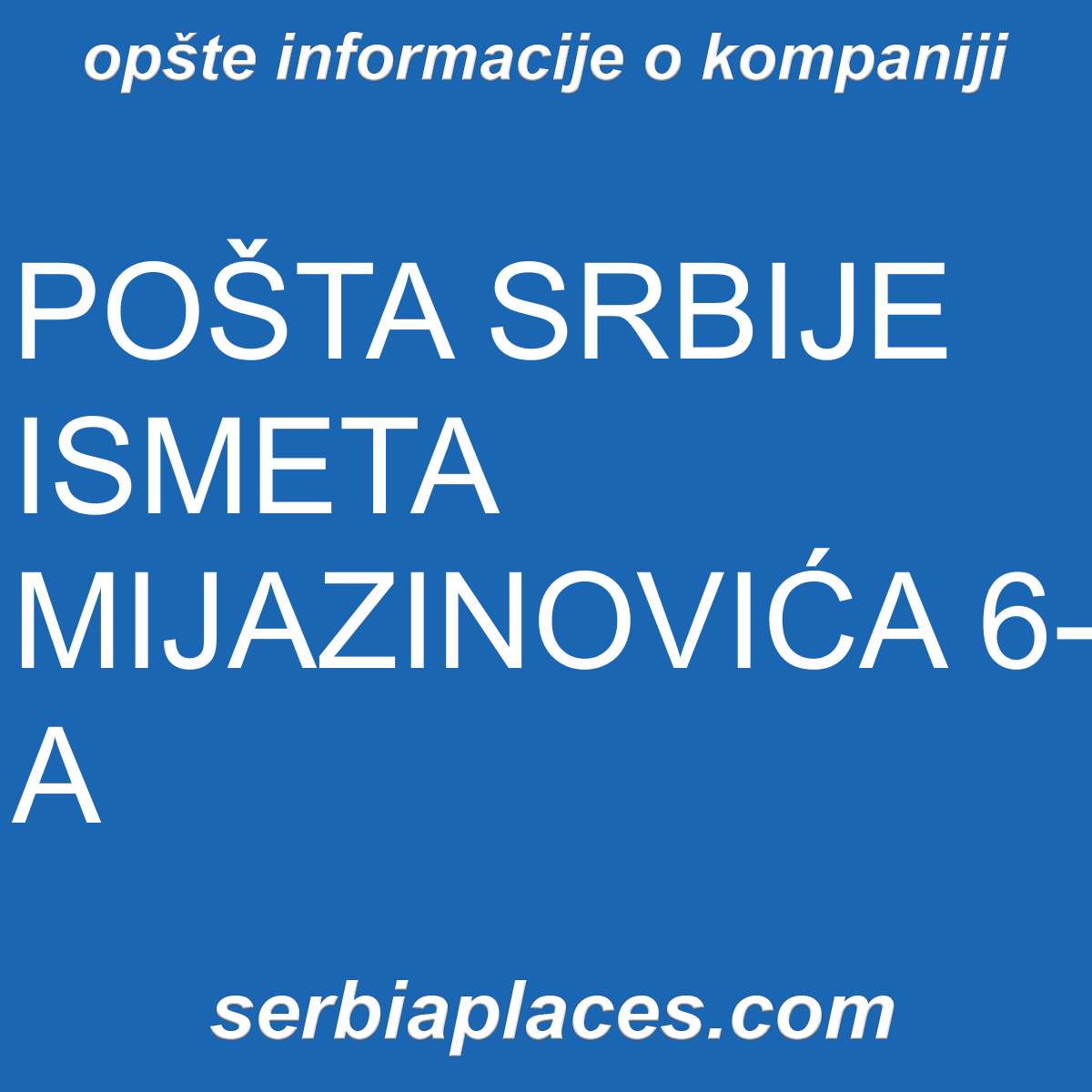 POŠTA SRBIJE ISMETA MIJAZINOVIĆA 6-A
