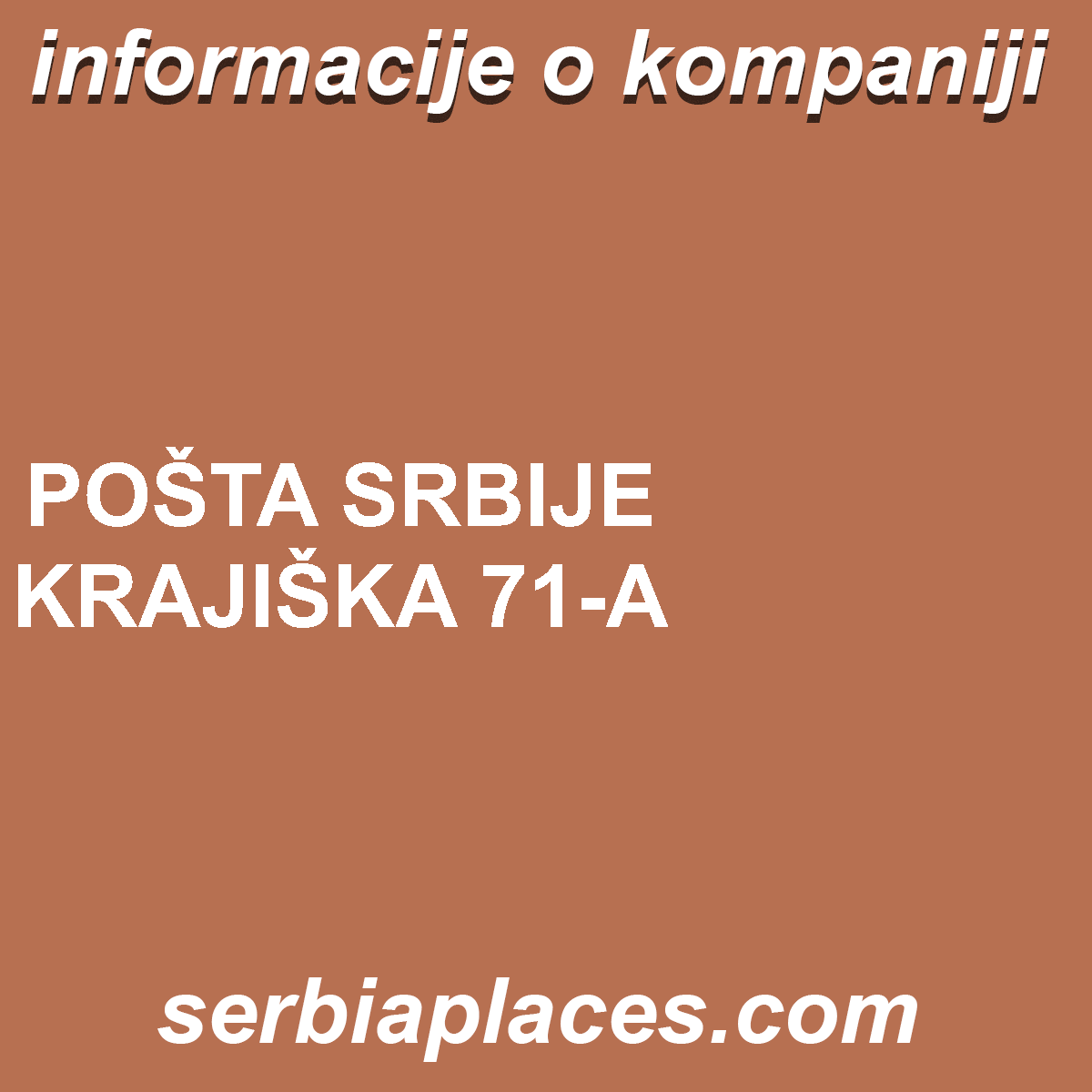 POŠTA SRBIJE KRAJIŠKA 71-A