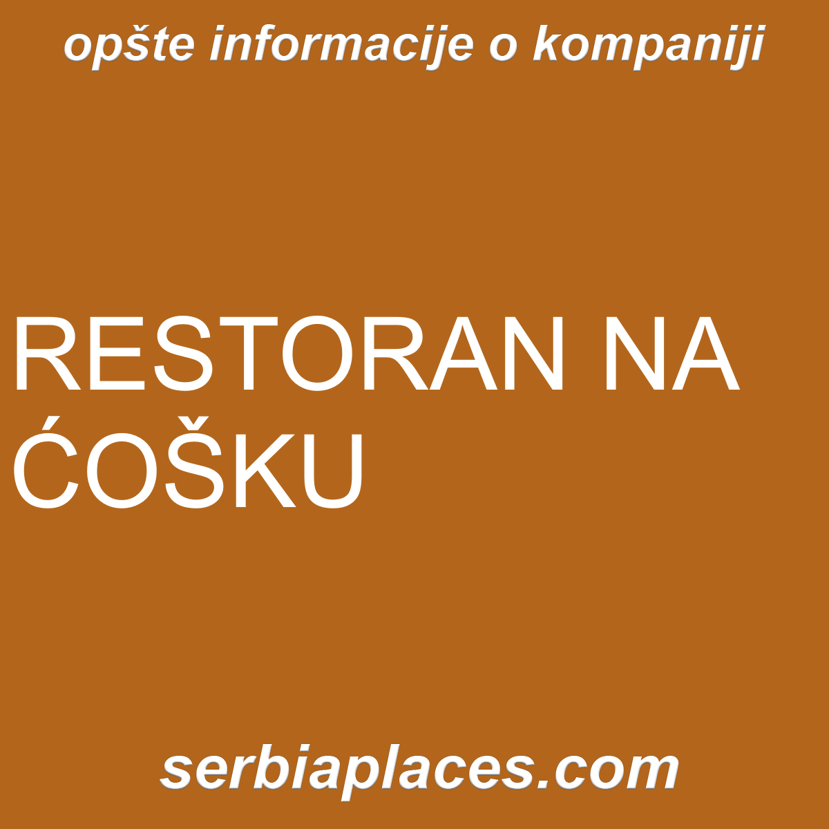 RESTORAN NA ĆOŠKU
