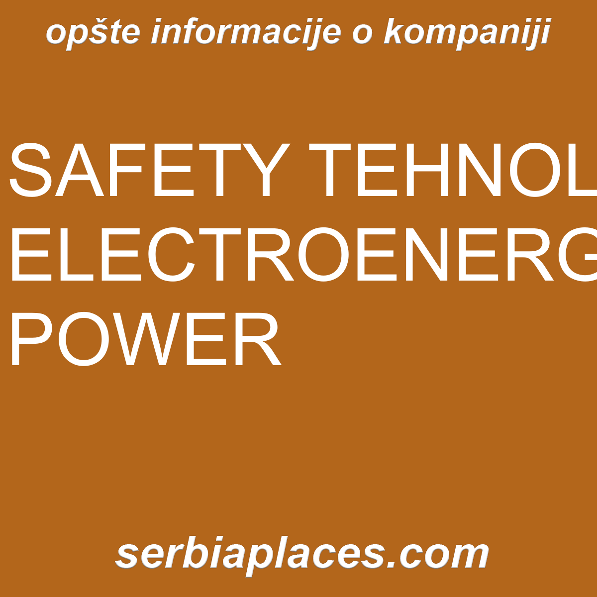 SAFETY TEHNOLOGY ELECTROENERGETIC POWER