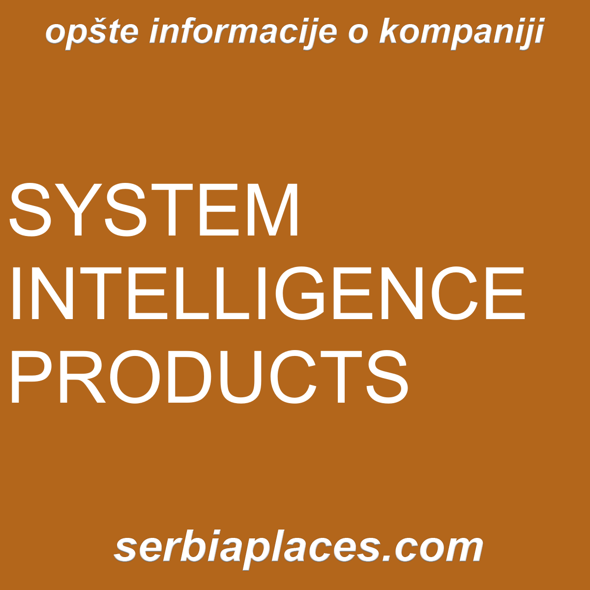 SYSTEM INTELLIGENCE PRODUCTS