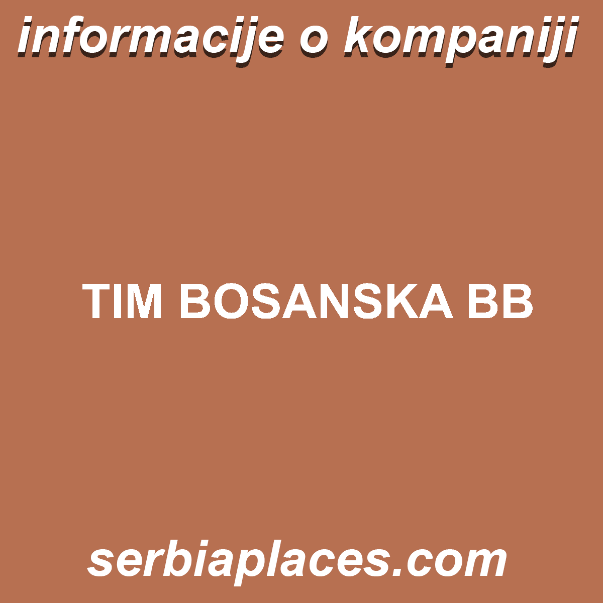 TIM BOSANSKA BB