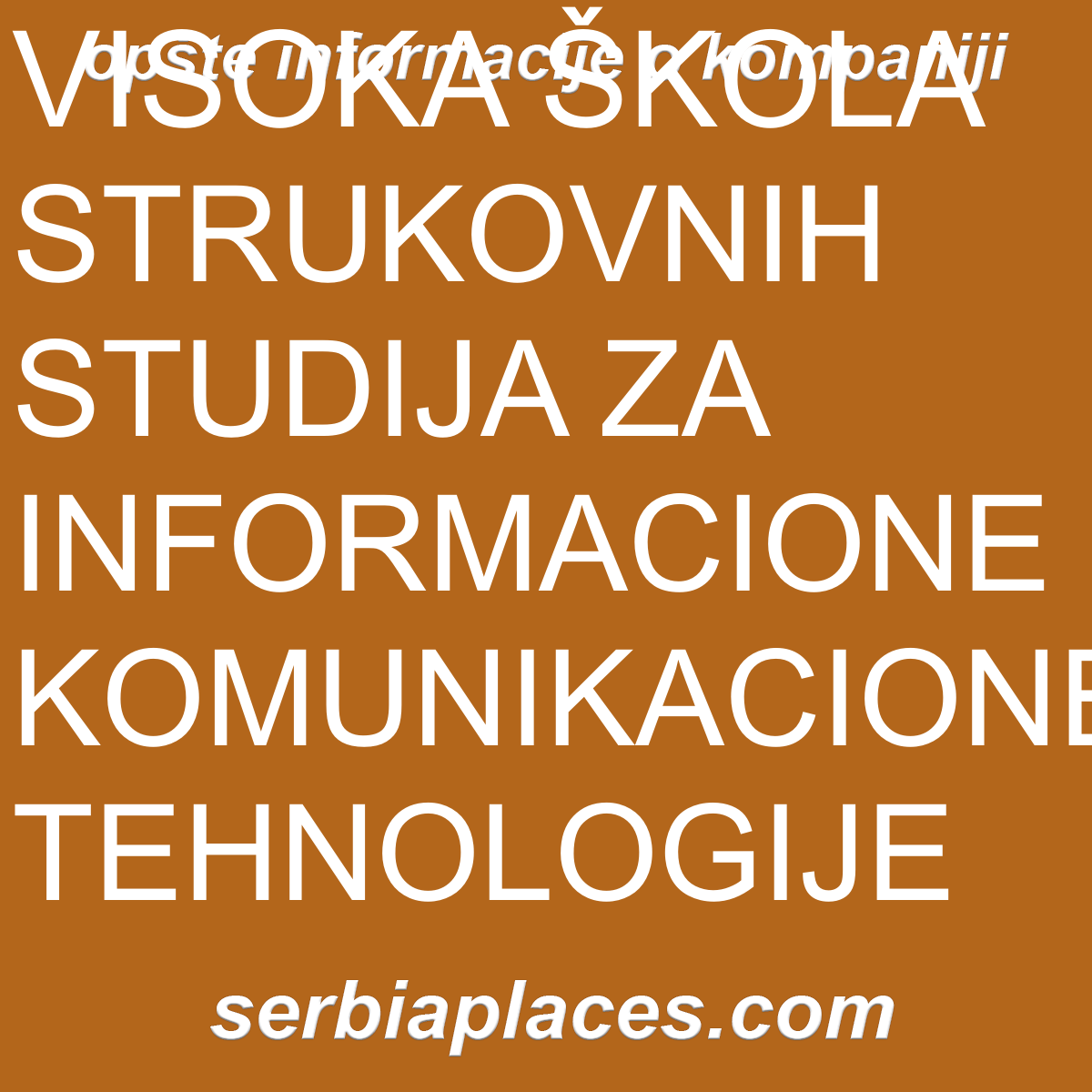 VISOKA ŠKOLA STRUKOVNIH STUDIJA ZA INFORMACIONE I KOMUNIKACIONE TEHNOLOGIJE