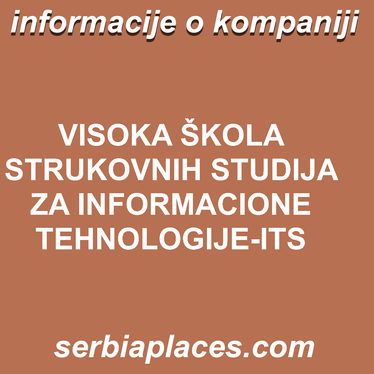 VISOKA ŠKOLA STRUKOVNIH STUDIJA ZA INFORMACIONE TEHNOLOGIJE-ITS