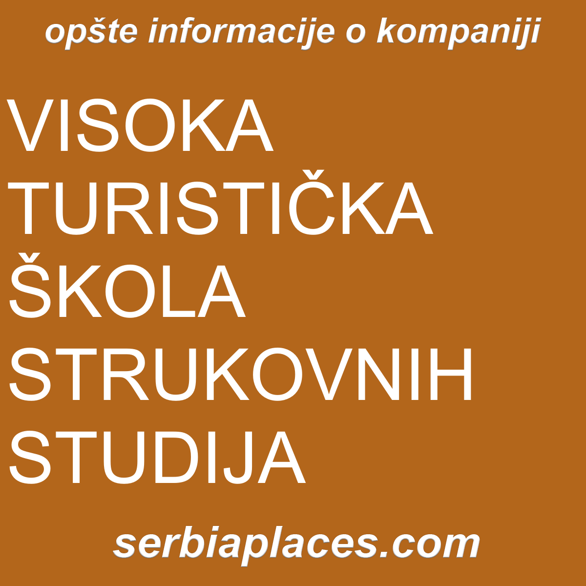 VISOKA TURISTIČKA ŠKOLA STRUKOVNIH STUDIJA