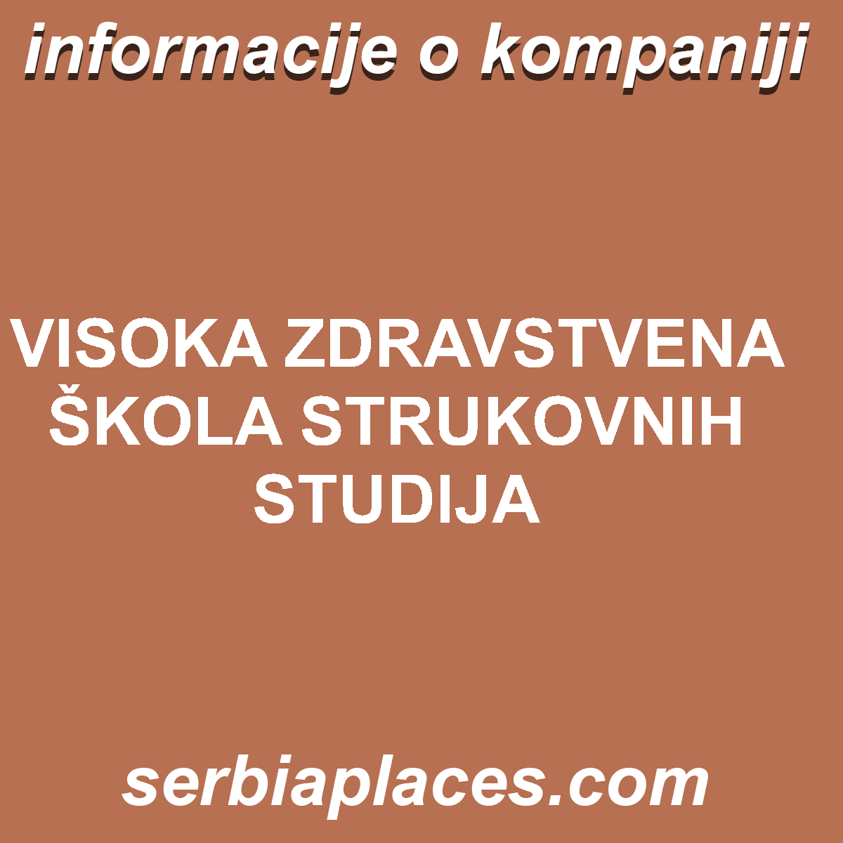 VISOKA ZDRAVSTVENA ŠKOLA STRUKOVNIH STUDIJA