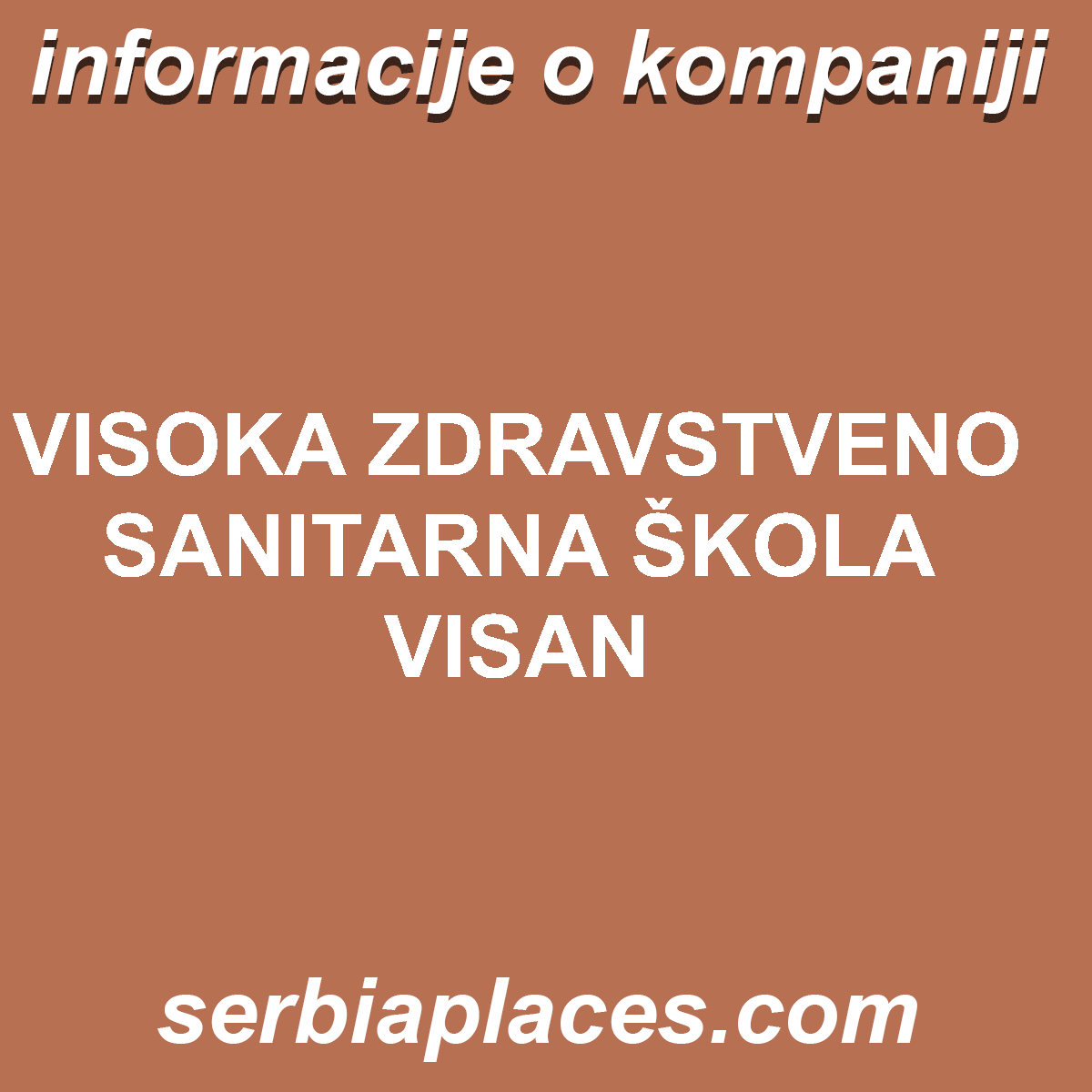 VISOKA ZDRAVSTVENO SANITARNA ŠKOLA VISAN