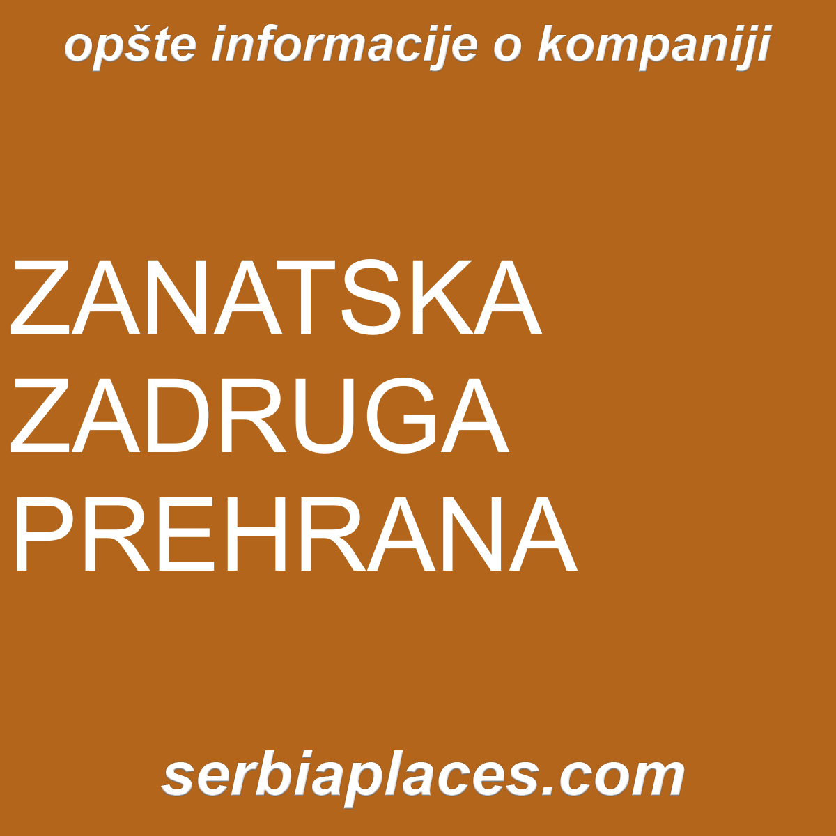 ZANATSKA ZADRUGA PREHRANA